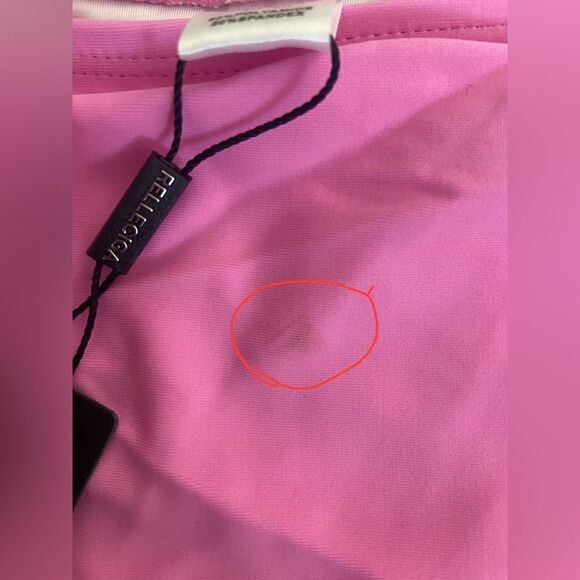 NWT RELLECIGA Swimsuit Neon Rose High Waisted Ruched Bikini Bottom Size S - Picture 9 of 12